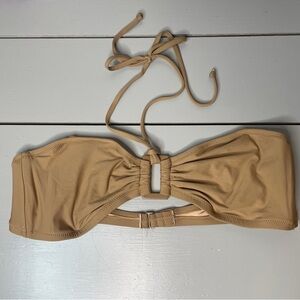 J.Crew Size XL Bikini TOP ONLY Beige Nude Keyhole Halter Neck Tie